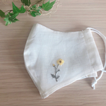 ★手刺繍★リネンのマスク＊黄