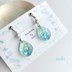 シェルとグラデーションの海ピアス/イヤリング《アイスグリーン》
