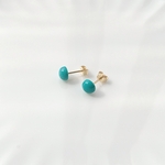ターコイズ6mm　ひと粒ピアス／イヤリング 14kgf