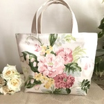 ローラアシュレイ生地でのランチバック　ミニトートバック　薔薇柄トートバック