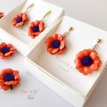 ビビッドカラーのまあるいお花♡【オレンジ×紫×黄緑】革花ピアス&イヤリング　アレルギー対応