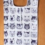 ミスプリントを使った　てぬぐいエコバック　マチあり　猫 紫