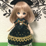 オビツ11手作りクリスマスワンピースセット(グリーン