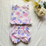 ベビーセットアップ8090 ホワイトピンクパープルフラワー