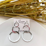 シルバートリプルリングピアス／イヤリング