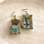 アンティーク刺繍リボンピアス【イヤリングに変更可能】