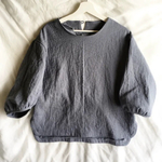 ダブルガーゼふわとろクールネック後ろギャザーブラウス　M/L