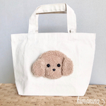 【ポケット付き】プードル　トートバッグ　もこもこトイプーちゃん　〈ベージュ〉犬モチーフ　ミニトート　お散歩バッグ