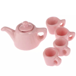 5個1セット コーヒーカップ&ソーサー セット カラー選択可能(アクア ピンク) ドリンク 飲み物 ドール用品　ミニチュア　パーツ