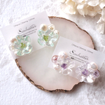 SALE<グリーン>crystal flower ピアス/イヤリング