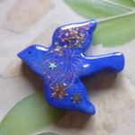 ◇365　冬空に咲く花❅青い小鳥のブローチ🐦