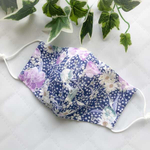 K-51【花柄刺繍×花柄×ネイビー】立体マスク