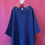 ベルギーリネン ふんわりワンピース 青紺