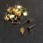 【アウトレット】200個 6mm 平皿カン付ピアス ゴールド　アクセサリーパーツ