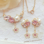 【22】上品 華奢に♡お花 ピンク♡ネックレス＊ピアス