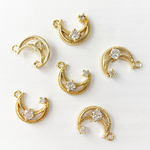 高品質/2個＊ジルコニア付き月ムーンのチャーム＊ゴールド