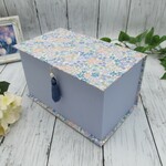 オシャレに収納！マスク用ボックス/深型（ブルー小花柄）