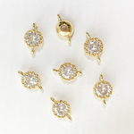 高品質/4個＊ジルコニア付きラウンドコネクター＊ゴールド