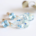 【受注作成】クレッセントフラワーピアス/イヤリング アクアマリン