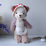 3色ベアの頭巾ちゃん　にこり堂　テディベア　15cm