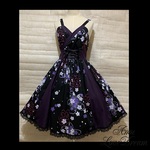 1点物*和柄キャミソールドレス ジャンパースカート★桜×濃紫×黒レース(即納品)