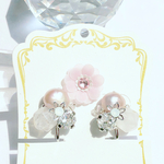 【天然石】 ローズクォーツ　宝石箱のようなイヤリング