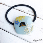 おうちでイヌクロ夏祭り限定品○花火とキャバリアのヘアゴム＊ブラタンA