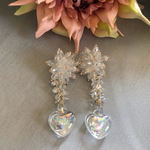【ピアス】手縫いビーズカボション×ハート♡