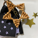 流星⭐️星型ラタンパーツとリボンのキーホルダー
