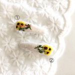 ꫛᥱꪝ   ひまわり 刺繍 ヘアピン 4㎝ 