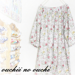 Morris & Co.ウイリアムモリス　♪ネックボタンラグランギャザーワンピース♡ベルト付き