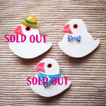 お出かけ♪白文鳥さんブローチ