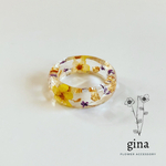 レジンフラワーリング　flower ring / yellow×purple