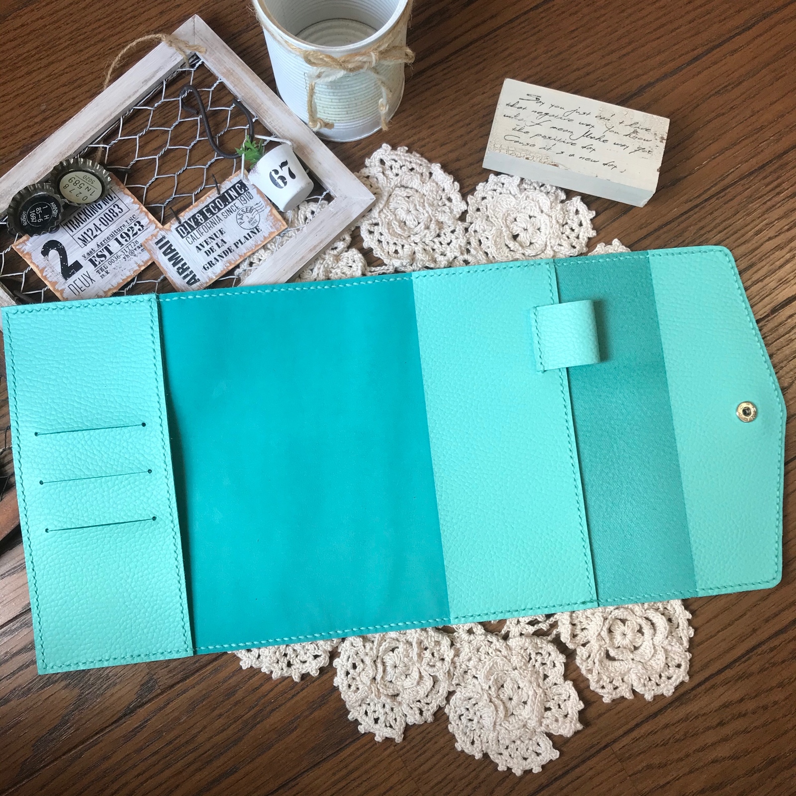 ☆受注生産☆ 牛革 ティファニーブルー B6 手帳カバー A5 A6 変更可