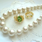 K様ご注文品♥大粒アクリルパールのネックレスとキラキラリング