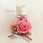 🔸SALE🔸プリザーブドフラワー　ハッピーベア ピンク前　お祝い　贈り物　プチギフト　誕生日祝い　