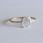 2トーン四角リング　brass&silver