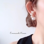  シンプル　3連パール ✨毎日ピアス✨大ぶりピアス　バックキャッチ付き