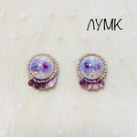  【2セット限定】ビーズ刺繍 カボション　かすみ草　パープル