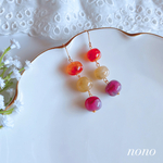 3連コロコロ(オレンジ✽ベージュ✽紫)ピアス/イヤリング/サージカルステンレス nonoacs