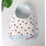〈手刺繍 名入れ〉オーダーメイドスタイ・星×ヒッコリー