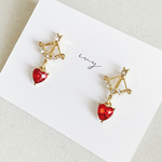 韓国アクセサリー♡赤いハート&アローのピアス