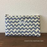 再７♡ 横長のポーチ　スイッチケース　ポーチ　switch　北欧風　なみなみボーダー　グレー