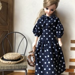 リカちゃん服＊ドット柄切り替えスカート