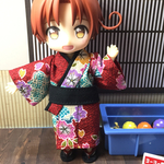 ねんどろいどどーる 服☆着物セット（赤地に花模様）