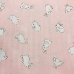 ★可愛いウサギ柄★生地巾×100cm★国産ダブルガーゼ★ピンク色★