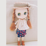 ドール服 ミディブライスアウトフィット 肩リボンキャミソール+パンツ+帽子セット