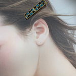 ビーズステッチ格子柄ヘアクリップ