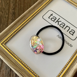 オーロラシェルとゴールドラメのクリアヘアゴム
