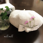 麻宮様専用ページ【大人】国産リネン 鳥イニシャル刺繍リボン サマー ベレー帽　